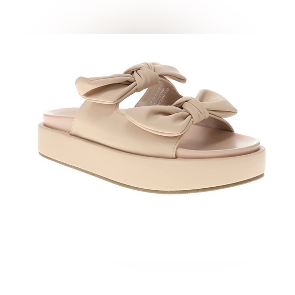 NWB Women's Beige Bow Slip-On Sandals - Picture 6 of 11